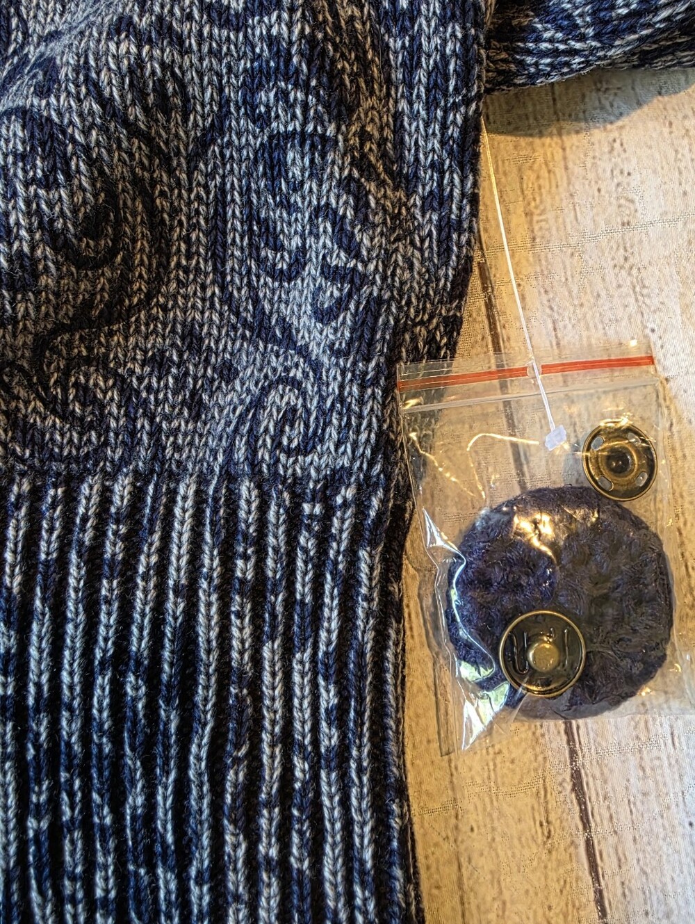 NorthStyle Size 3X Blue Knit Cardigan Button Paisley Ramie Cotton Fall Winter - Picture 5 of 8